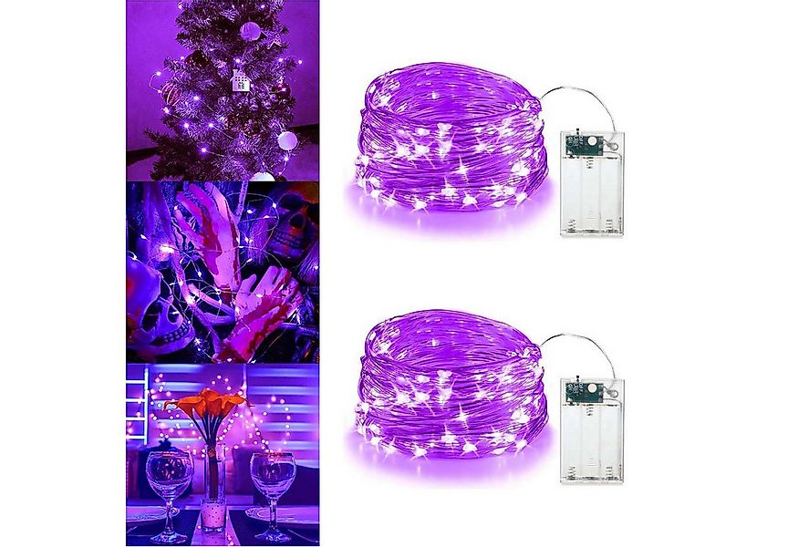 Jibenhome LED-Streifen Lila LED Kupferdraht-Lichterkette Batteriebetrieben günstig online kaufen