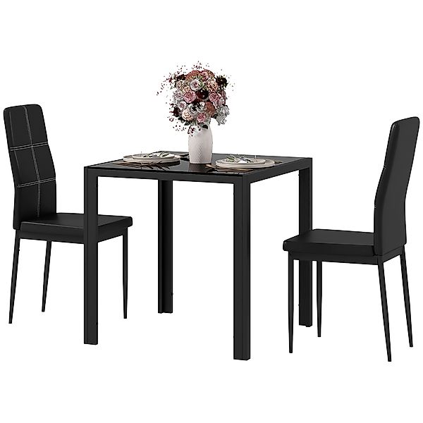 HOMCOM Essgruppe Esstisch mit 4 Stühlen Platzsparend Esszimmergruppe Sitzgr günstig online kaufen