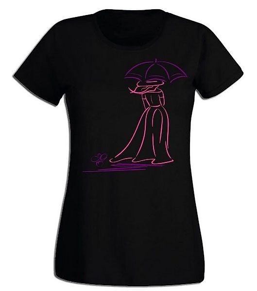 G-graphics T-Shirt Damen T-Shirt - Frau mit Schirm Pink-Purple-Collection, günstig online kaufen