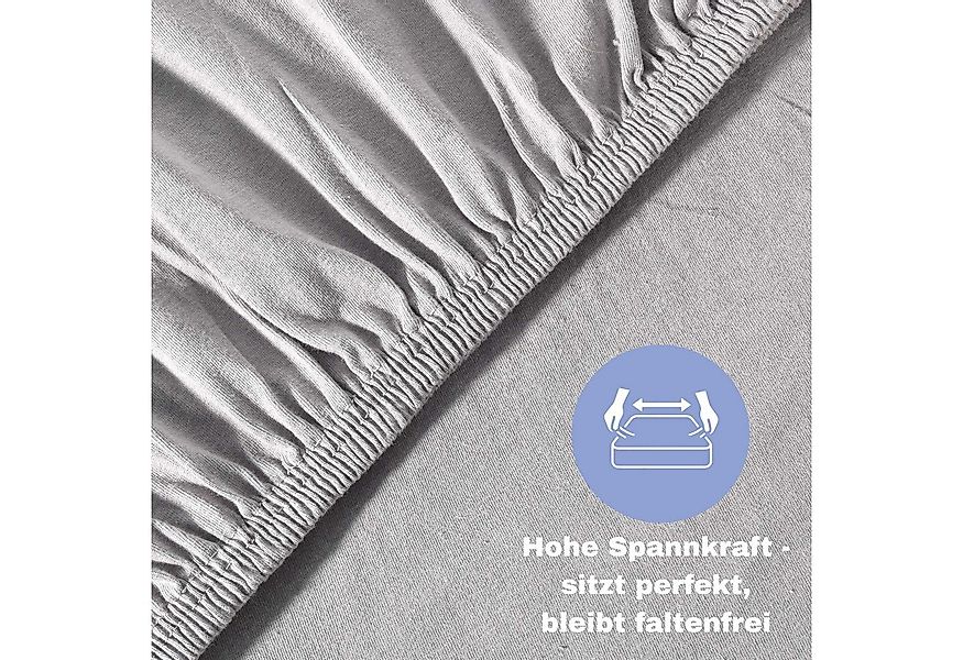 leevitex® Spannbettlaken Spannbettlaken, Mako-Jersey, Gummizug: rundum, (2 günstig online kaufen