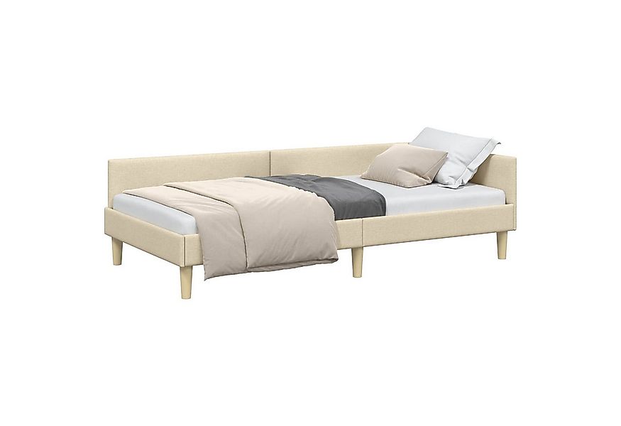 vidaXL Bett Eckbettgestell mit Kopfteil Creme 80 x 200 cm Stoff (1-tlg) günstig online kaufen