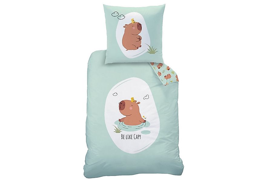 MTOnlinehandel Bettwäsche Capybara "Be like Capy" 135x200 + 80x80 cm, Tierm günstig online kaufen