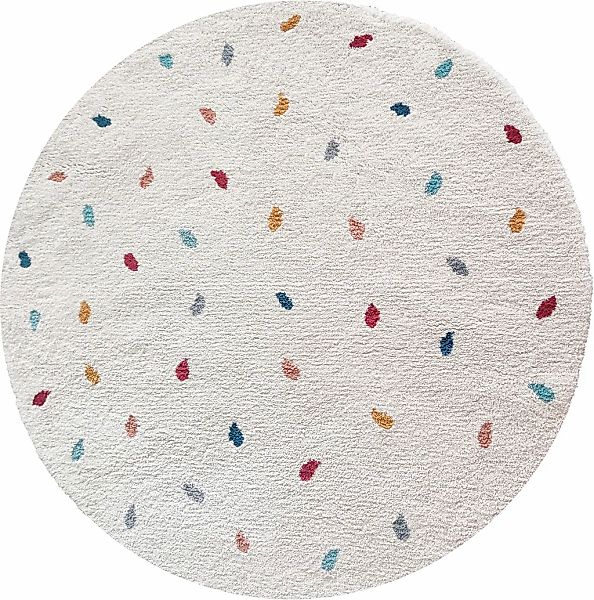 my home Kinderteppich "Odan, Hochflor-Teppich" rund 20 mm Höhe bunte Punkte günstig online kaufen