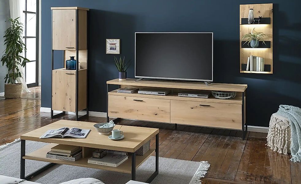 Woodford Wohnwand  Sero ¦ holzfarben ¦ Maße (cm): B: 299 H: 186 T: 46.0 Kom günstig online kaufen