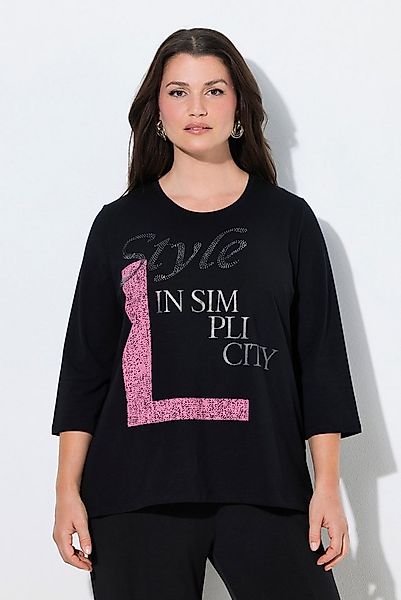 Ulla Popken Longsleeve Shirt Ziersteine Classic Rundhals 3/4-Arm günstig online kaufen