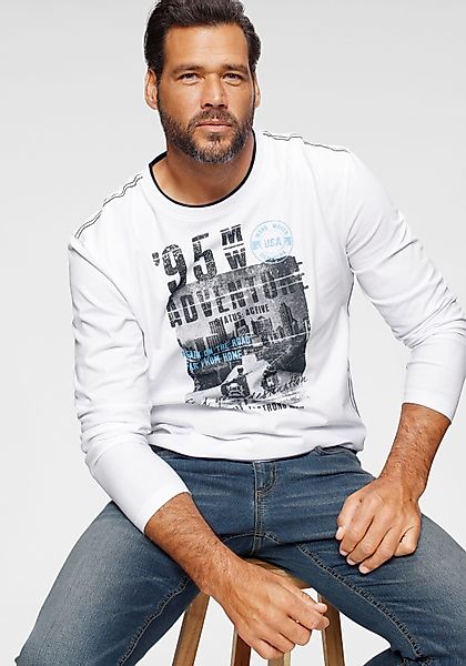 Mans World Langarmshirt langärmelige, bedruckt, Rundhalsausschnitt, aus Bau günstig online kaufen