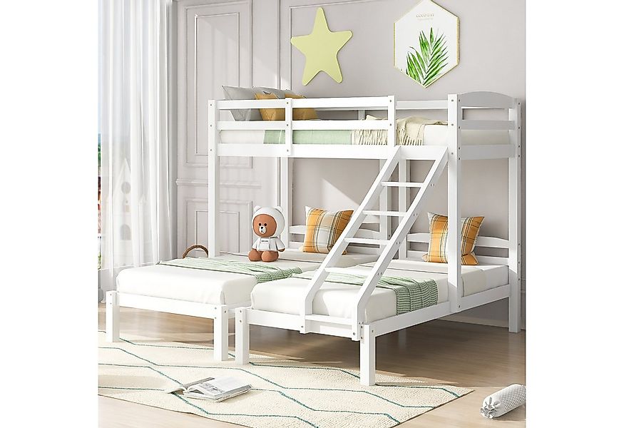 Merax Etagenbett, Dreierbett Kinderbett 90x200cm mit seitlicher Leiter und günstig online kaufen