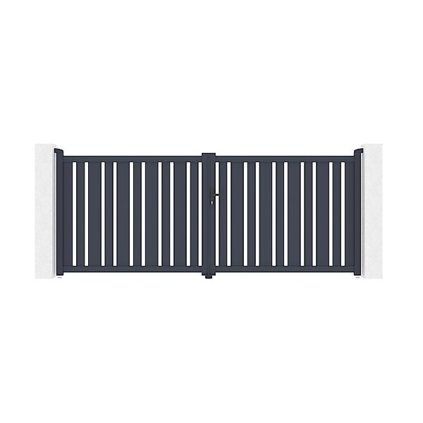 Casanoov Doppelflügeltor Aus Aluminium 3 5M Veymont H 140Cm Grau günstig online kaufen