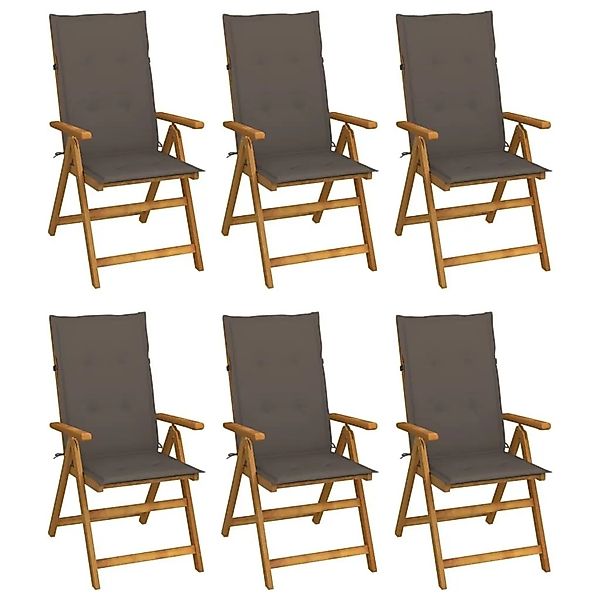 vidaXL Klappbare Gartenstühle 6 Stk mit Auflagen Massivholz Akazie 3064127 günstig online kaufen