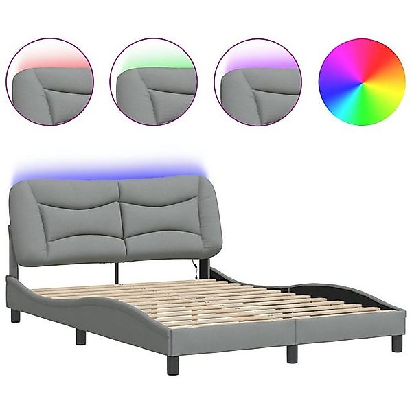 vidaXL Boxspringbett Bettgestell mit LED Hellgrau 120x200 cm Stoff günstig online kaufen