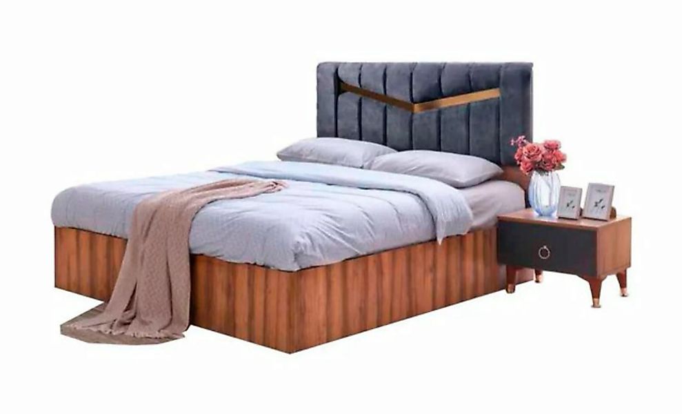 JVmoebel Bett Zweifarbig Bett Rechteckig Grau Braun Modern Schlafzimmer Dop günstig online kaufen