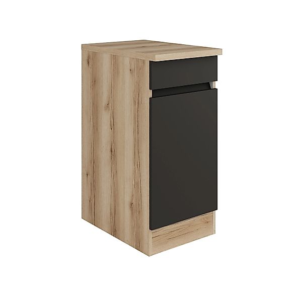 Optifit Küchen-Unterschrank 40 x 88 x 60 cm Noah420 Anthrazit Wildeiche NB günstig online kaufen