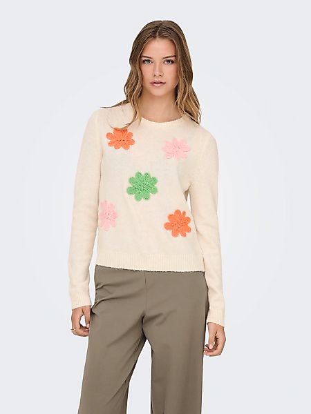 ONLY Strickpullover "ONLLOTUS LIFE LS FLOWER O-NECK EX KNT" günstig online kaufen