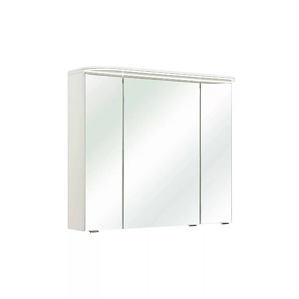 Spiegelschrank mit LED Kranzboden, mit 3D Funktion, in weiß Glanz BUDVA-66, günstig online kaufen