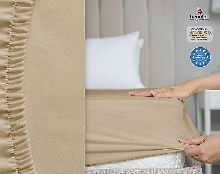 Beautex Spannbettlaken Spannbetttuch Bettlaken aus gekämmter Baumwolle Prem günstig online kaufen