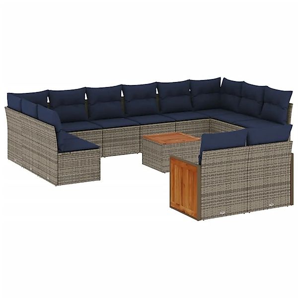 vidaXL 12-Tlg Gartensofa-Set mit Kissen Grau Polyrattan 3228133 günstig online kaufen