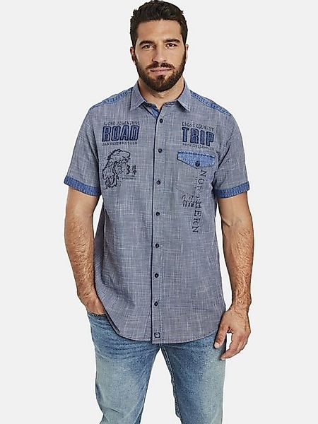 Jan Vanderstorm Kurzarmhemd NATTFARI mit Applikationen im Denimlook günstig online kaufen