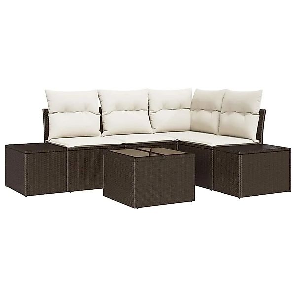 vidaXL Gartensofa-Set mit Speicher Braun und Creme Poly-Rattan 3355717 günstig online kaufen