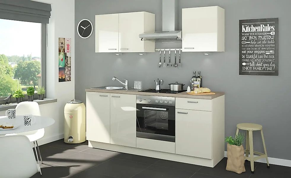 Küchenzeile mit Elektrogeräten  Binz ¦ creme ¦ Maße (cm): B: 200 Küchen-onl günstig online kaufen