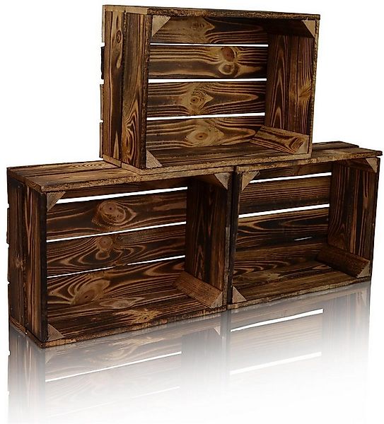 CHICCIE Holzkiste Regale Dunkel Geflammt 38x28x15cm - Kiste Box (3 St) günstig online kaufen