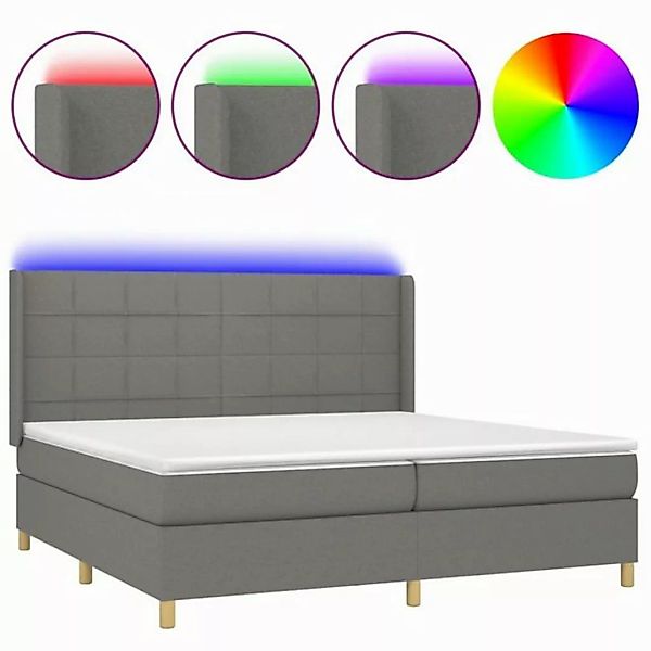 vidaXL Boxspringbett Boxspringbett mit Matratze LED Dunkelgrau 200x200 cm S günstig online kaufen