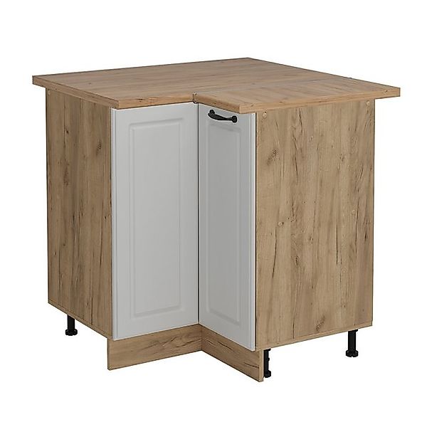 Vicco Eckunterschrank R-Line, Weiß Landhaus/Goldkraft Eiche, 75.6 cm, AP Ei günstig online kaufen