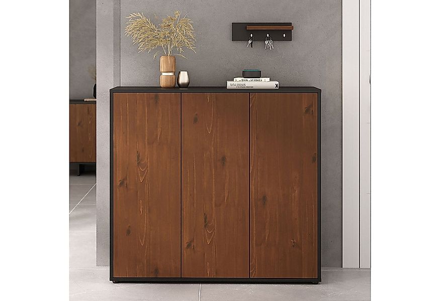 IDIMEX Schuhschrank MIRAN Schuhkommode platzsparend mit 3 Türen Schwarz/Kas günstig online kaufen