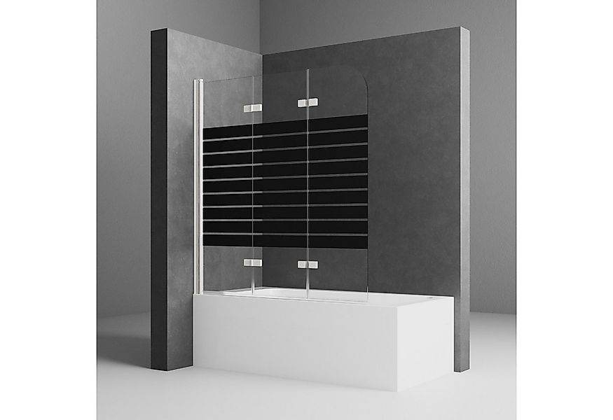 Boromal Badewannenaufsatz Schwarz Weiß Milchglas Glas Badewannenfaltwand 3 günstig online kaufen