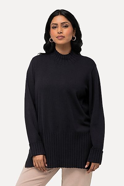 Ulla Popken Strickpullover Pullover gerippter Stehkragen günstig online kaufen