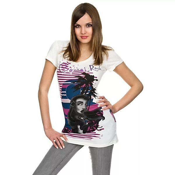 Crystal Rock Strass T-Shirt Women - Sunset Mystery - Weiss günstig online kaufen