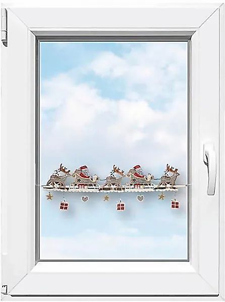 Stickereien Plauen Scheibengardine »Weihnachtsmann«, (1 St.), Fensterdekora günstig online kaufen