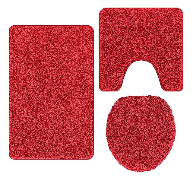 vidaXL Badematte Anti-Rutsch Badematten-Set 3 pcs Rot PP, Höhe 0.2 mm, Poly günstig online kaufen
