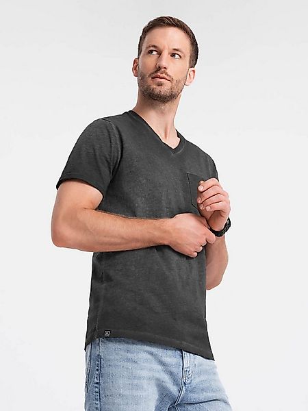 OMBRE T-Shirt Herren-T-Shirt mit V-Ausschnitt und Streifenmuster mit Tasche günstig online kaufen
