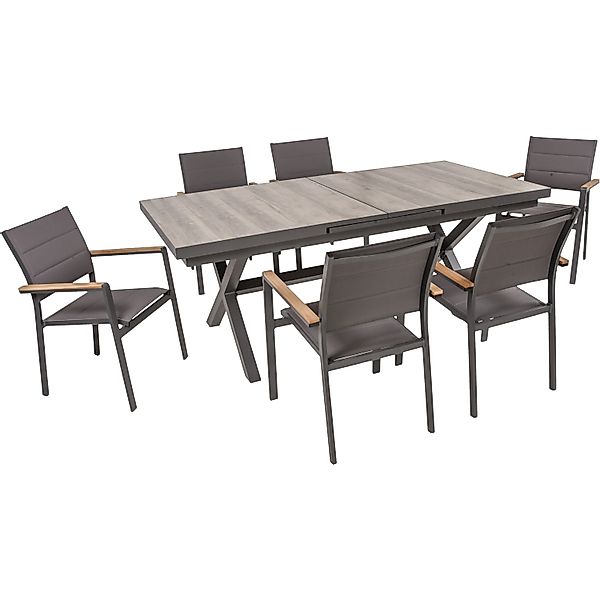 Garden Pleasure Gartenmöbel-Set Rana/Davina 7-teilig Dunkelgrau FSC® günstig online kaufen