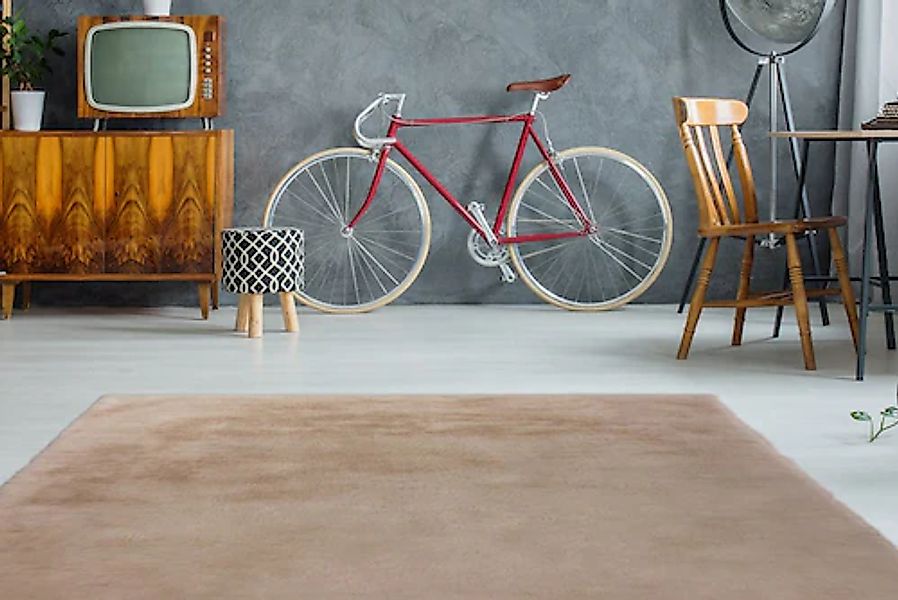 my home Fellteppich »Alvin«, rechteckig, 45 mm Höhe, Teppich in Kaninchenfe günstig online kaufen