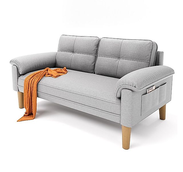 Bealife 2-Sitzer Kleine Couch, mit Armlehne und Seitentasche, 144 x 77 x 77 günstig online kaufen