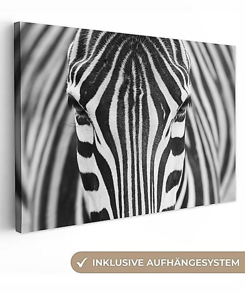 OneMillionCanvasses® Leinwandbild Zebra - Tiere - Schwarz und weiß - Porträ günstig online kaufen