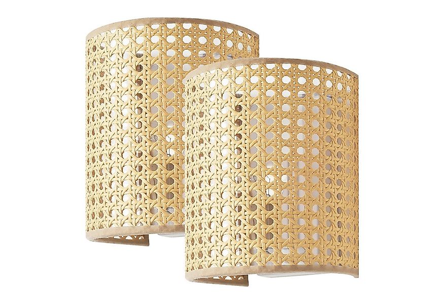 lux.pro Wandleuchte, ohne Leuchtmittel, »Ascot« 2er Set in Rattanoptik günstig online kaufen