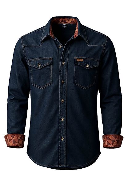FORSBERG Langarmhemd robustes Jeanshemd mit farbigem Ausputz günstig online kaufen