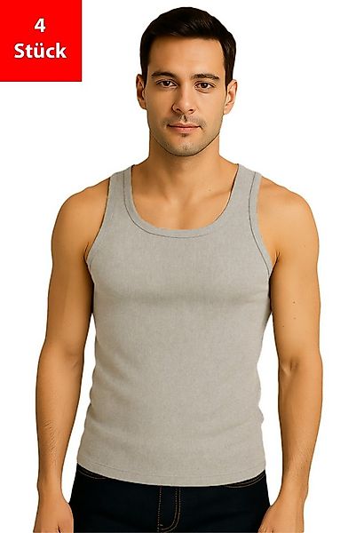 Fashionschmiede Unterhemd Herren Achselhemd im 4er Pack Feinripp Tank Top 1 günstig online kaufen
