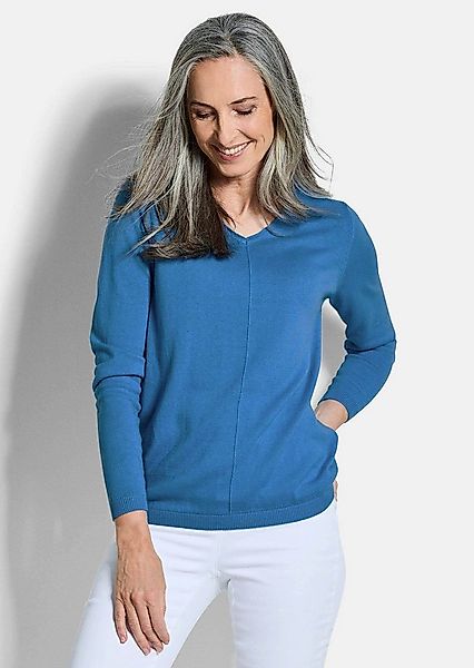 GOLDNER Strickpullover Baumwollpullover mit V-Ausschnitt Feinstrickpullover günstig online kaufen