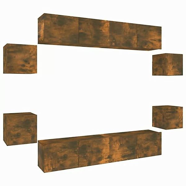 furnicato TV-Schrank 8-tlg. TV-Schrank-Set Räuchereiche Holzwerkstoff (1-St günstig online kaufen