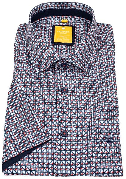 Redmond Kurzarmhemd leicht tailliert Button-Down-Kragen Kontrastknöpfe günstig online kaufen