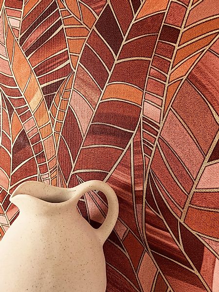 Newroom Vliestapete, Rot Tapete Modern Blätter günstig online kaufen
