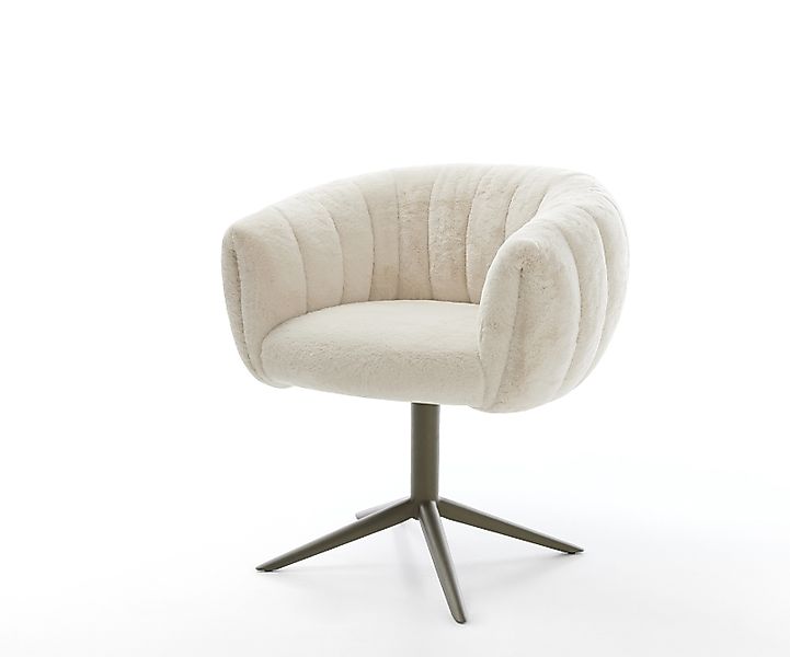 Drehstuhl Jada-Flex Plüsch Creme-Weiß Fußkreuz Effektfinish Titan 360° dreh günstig online kaufen