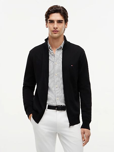 Tommy Hilfiger Strickjacke "ESSENTIAL COTTON ZIP THRU" mit Logostickerei günstig online kaufen