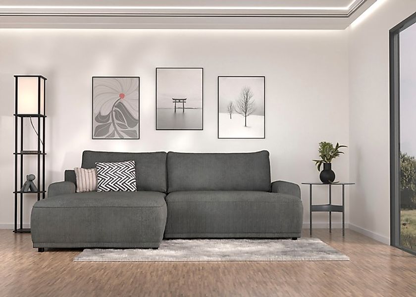TRENDMANUFAKTUR Ecksofa »Fordon, Schlafsofa mit Bettkasten, Couch in L-Form günstig online kaufen