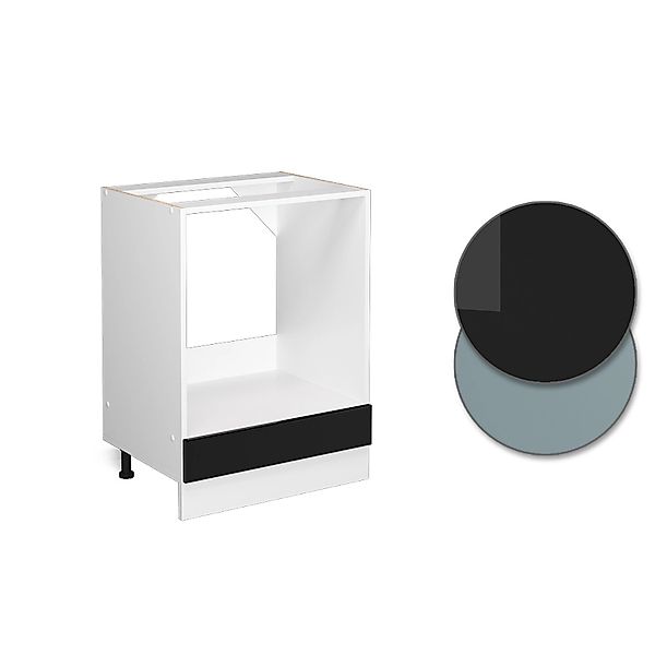 Vicco Herdumbauschrank R-Line Herdschrank Schwarz Hochglanz/Weiß 60 cm AP E günstig online kaufen