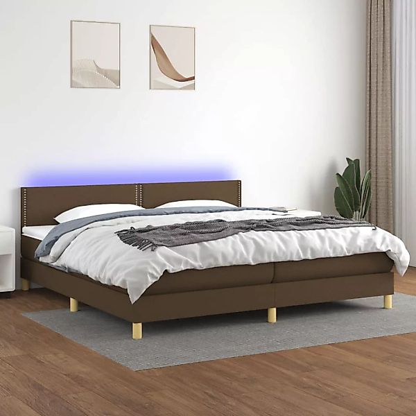 Vidaxl Boxspringbett Mit Matratze & Led Dunkelbraun 200x200 Cm Stoff günstig online kaufen