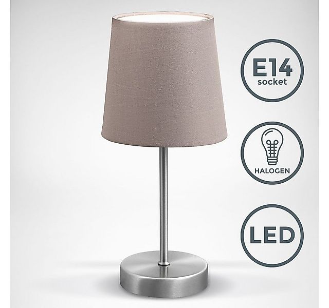 B.K.Licht Tischleuchte Tischlampe, Taupe, Stoffschirm E14 - BKL1299, ohne L günstig online kaufen